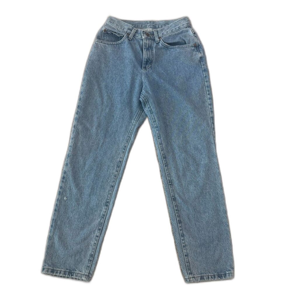 Vintage Lee High Rise Mom Jeans Light Wash Straight Leg Denim - Picture 1 of 7